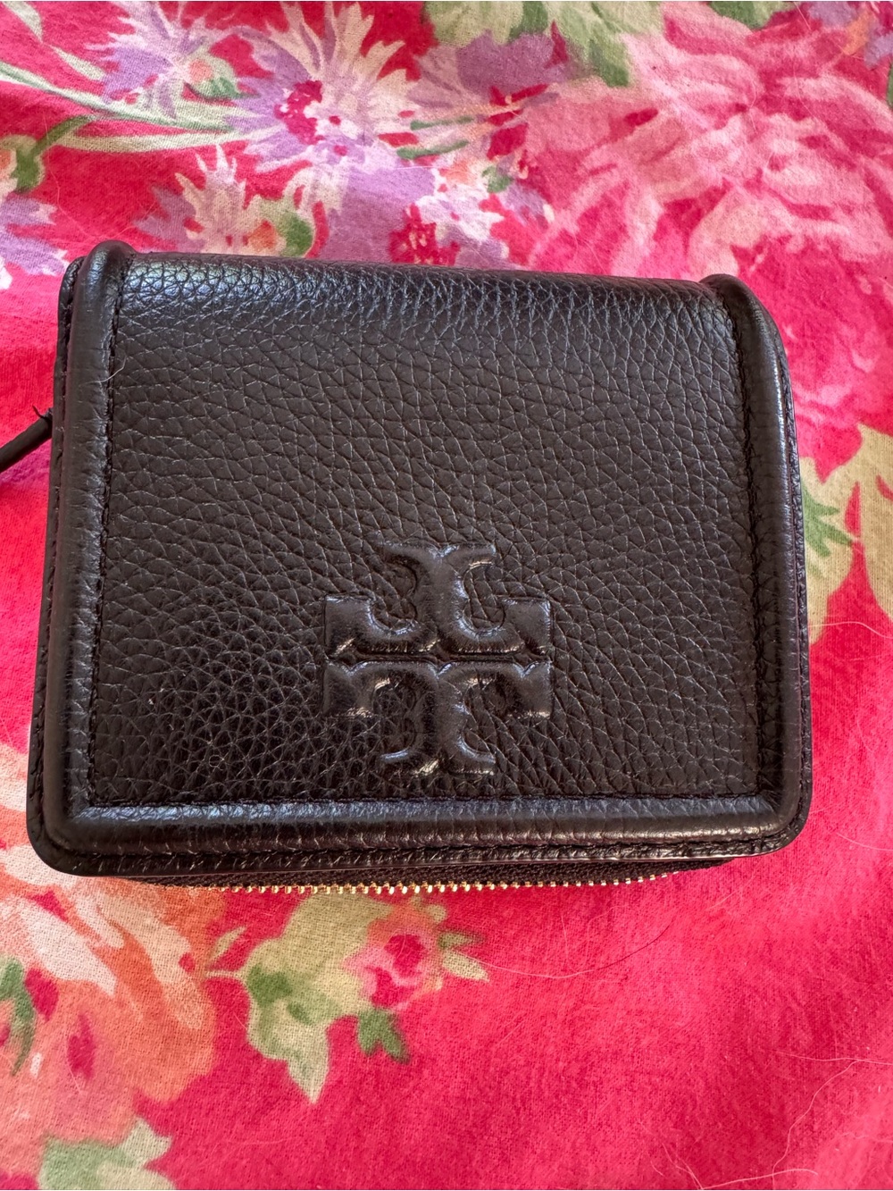 Tory Burch Black Pebbled Leather Card holder wallet